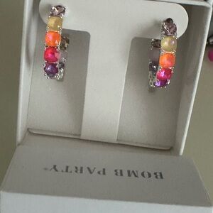 Bomb Party Jewel Candy Hoop Earrings rhodium